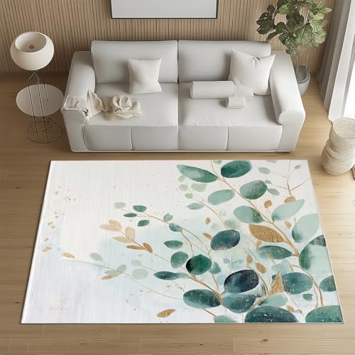 Sshjfeu Kleiner Teppich Eukalyptus 120x160, Grüne Blätter Teppich Waschbar rutschfest Kurzflor, Natur Botanische Teppiche für Schlafzimmer, Wohnzimmer, Kinderzimmer, Kinderteppich Sshjfeu Kleiner Teppich Eukalyptus 120x160, Grüne Blätter Teppich Waschbar rutschfest Kurzflor, Natur Botanische Teppiche für Schlafzimmer, Wohnzimmer, Kinderzimmer, Kinderteppich von Sshjfeu