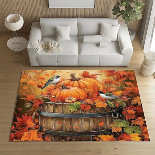 Sshjfeu Kleiner Teppich Kürbis Ahornblatt 120x160, Herbst Thanksgiving Teppich Waschbar rutschfest Kurzflor, Rustikale Teppiche für Schlafzimmer, Wohnzimmer, Kinderzimmer, Kinderteppich Sshjfeu Kleiner Teppich Kürbis Ahornblatt 120x160, Herbst Thanksgiving Teppich Waschbar rutschfest Kurzflor, Rustikale Teppiche für Schlafzimmer, Wohnzimmer, Kinderzimmer, Kinderteppich von Sshjfeu
