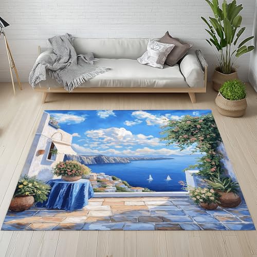 Sshjfeu Kleiner Teppich Meer Landschaft 120x160, Marine Ozean Städt Teppich Waschbar rutschfest Kurzflor, Meer Mittelmeer Teppiche für Schlafzimmer, Wohnzimmer, Kinderzimmer, Kinderteppich Sshjfeu Kleiner Teppich Meer Landschaft 120x160, Marine Ozean Städt Teppich Waschbar rutschfest Kurzflor, Meer Mittelmeer Teppiche für Schlafzimmer, Wohnzimmer, Kinderzimmer, Kinderteppich von Sshjfeu