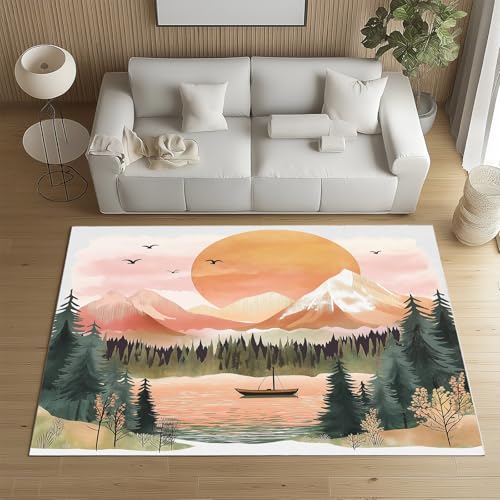 Sshjfeu Kleiner Teppich Natur Landschaft 120x160, Aquarell Szenerie Teppich Waschbar rutschfest Kurzflor, Tinte Malerei Teppiche für Schlafzimmer, Wohnzimmer, Kinderzimmer, Kinderteppich Sshjfeu Kleiner Teppich Natur Landschaft 120x160, Aquarell Szenerie Teppich Waschbar rutschfest Kurzflor, Tinte Malerei Teppiche für Schlafzimmer, Wohnzimmer, Kinderzimmer, Kinderteppich von Sshjfeu