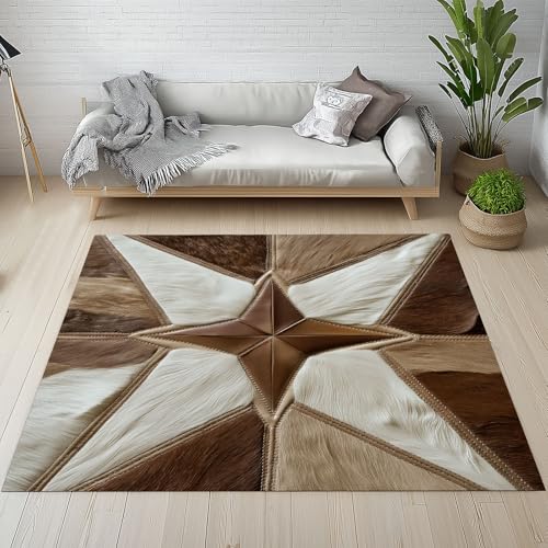 Sshjfeu Kuhfell Ländliche Teppich Antirutsch Waschbar, Rindsleder Western Teppich Wohnzimmer 140 X 200 cm Weich, Bauernhoftier Teppiche Kurzflor Schlafzimmer, Kinderzimmer, Esszimmer Sshjfeu Kuhfell Ländliche Teppich Antirutsch Waschbar, Rindsleder Western Teppich Wohnzimmer 140 X 200 cm Weich, Bauernhoftier Teppiche Kurzflor Schlafzimmer, Kinderzimmer, Esszimmer von Sshjfeu