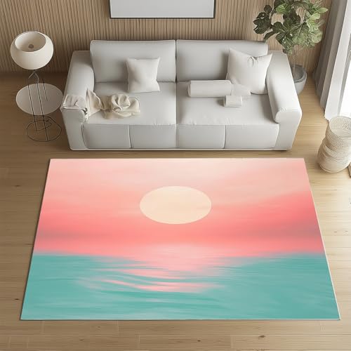 Sshjfeu Meer Landschaft Teppich Schlafzimmer 160x230 cm, Sonnenaufgang Teppich Antirutsch Waschbar Kurzflor, Natur Landschaft Teppiche Weich Wohnzimmer, Kinderzimmer, Kinderteppich Sshjfeu Meer Landschaft Teppich Schlafzimmer 160x230 cm, Sonnenaufgang Teppich Antirutsch Waschbar Kurzflor, Natur Landschaft Teppiche Weich Wohnzimmer, Kinderzimmer, Kinderteppich von Sshjfeu