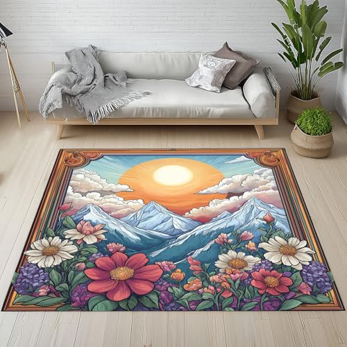 Sshjfeu Natur Landschaft Fussmatte Innen Outdoor Teppich, Berg Sonne Wolken Teppiche Kurzflor Waschbar rutschfest 80x150, Blumen Pflanzen Fussmatte Aussen Schmutzfangmatte, Kleiner Teppich Sshjfeu Natur Landschaft Fussmatte Innen Outdoor Teppich, Berg Sonne Wolken Teppiche Kurzflor Waschbar rutschfest 80x150, Blumen Pflanzen Fussmatte Aussen Schmutzfangmatte, Kleiner Teppich von Sshjfeu