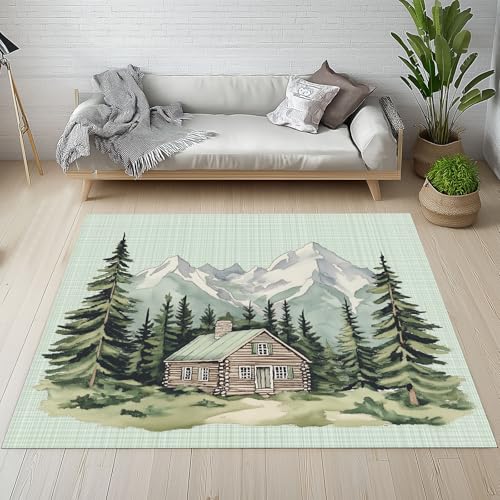 Sshjfeu Natur Landschaft Teppich 200 X 300 cm, Kiefer Berg Teppich Waschbar rutschfest Kurzflor Weich, Rural Hütte Teppiche für Schlafzimmer, Wohnzimmer, Esszimmer, Kinderzimmer Sshjfeu Natur Landschaft Teppich 200 X 300 cm, Kiefer Berg Teppich Waschbar rutschfest Kurzflor Weich, Rural Hütte Teppiche für Schlafzimmer, Wohnzimmer, Esszimmer, Kinderzimmer von Sshjfeu