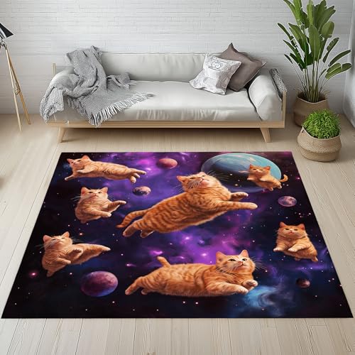 Sshjfeu Niedliche Katze Teppich 100x150 cm, Fantasie Universum Teppich Waschbar rutschfest Kurzflor, Planet Galaxis Kinderteppich, Teppiche für Schlafzimmer, Wohnzimmer, Kinderzimmer Sshjfeu Niedliche Katze Teppich 100x150 cm, Fantasie Universum Teppich Waschbar rutschfest Kurzflor, Planet Galaxis Kinderteppich, Teppiche für Schlafzimmer, Wohnzimmer, Kinderzimmer von Sshjfeu