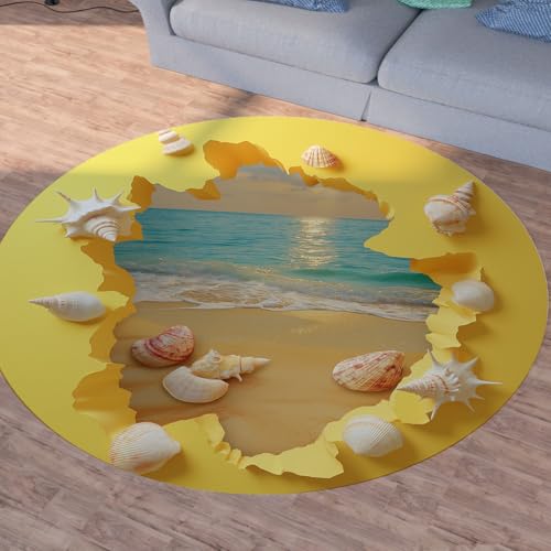 Sshjfeu Ozean Muscheln Runder Teppiche, Waschbarer Teppich Rund 80cm, Meerwasser Strand Teppich Klein, Kurzflor, rutschfest, Meer Seaside Küsten Teppiche Schlafzimmer Wohnzimmer, Kinderzimmer Sshjfeu Ozean Muscheln Runder Teppiche, Waschbarer Teppich Rund 80cm, Meerwasser Strand Teppich Klein, Kurzflor, rutschfest, Meer Seaside Küsten Teppiche Schlafzimmer Wohnzimmer, Kinderzimmer von Sshjfeu