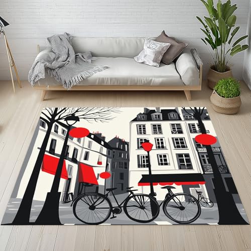 Sshjfeu Paris Städt Architektur Fussmatte Aussen Schmutzfangmatte 80x120, Illustration Malerei Teppiche, Fussmatte Innen Outdoor, Kleiner Teppich Retro Fahrrad, Waschbar Kurzflor rutschfest Sshjfeu Paris Städt Architektur Fussmatte Aussen Schmutzfangmatte 80x120, Illustration Malerei Teppiche, Fussmatte Innen Outdoor, Kleiner Teppich Retro Fahrrad, Waschbar Kurzflor rutschfest von Sshjfeu