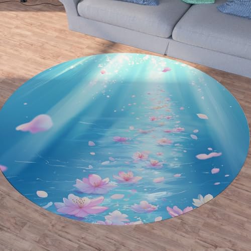 Sshjfeu Rosa Blütenblatter Teppich Rund 120cm, Romantisch Blumen Teppiche rutschfest Runder Kurzflor Waschbar, Modern Floral Rund Teppiche Weich, Runder Teppich for Wohnzimmer Schlafzimmer Sshjfeu Rosa Blütenblatter Teppich Rund 120cm, Romantisch Blumen Teppiche rutschfest Runder Kurzflor Waschbar, Modern Floral Rund Teppiche Weich, Runder Teppich for Wohnzimmer Schlafzimmer von Sshjfeu