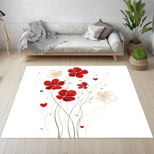 Sshjfeu Rote Blumen Fussmatte Innen Outdoor Teppich, Blumenmuster Liebe Herz Teppiche Kurzflor Waschbar rutschfest 80x150, Natur Pflanzen Fussmatte Aussen Schmutzfangmatte, Kleiner Teppich Sshjfeu Rote Blumen Fussmatte Innen Outdoor Teppich, Blumenmuster Liebe Herz Teppiche Kurzflor Waschbar rutschfest 80x150, Natur Pflanzen Fussmatte Aussen Schmutzfangmatte, Kleiner Teppich von Sshjfeu