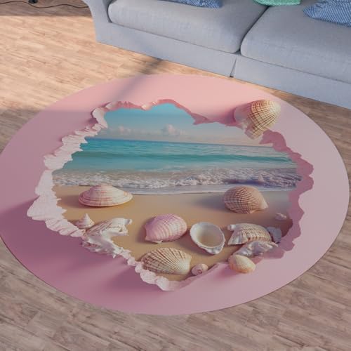 Sshjfeu Strand Meer Runder Teppiche, Waschbarer Teppich Rund 90cm, Muscheln Marine Teppich Klein, Kurzflor, rutschfest, 3D Optische Täuschung Teppiche Schlafzimmer Wohnzimmer, Kinderzimmer Sshjfeu Strand Meer Runder Teppiche, Waschbarer Teppich Rund 90cm, Muscheln Marine Teppich Klein, Kurzflor, rutschfest, 3D Optische Täuschung Teppiche Schlafzimmer Wohnzimmer, Kinderzimmer von Sshjfeu