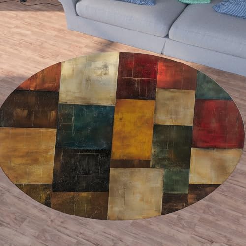 Sshjfeu Teppich Jahrgang Geometrie Kurzflor, Waschbarer Teppiche, Modern Einfache Teppiche Rund 240cm, Plaid Patchwork Teppich Wohnzimmer Weich rutschfest, for Kinderzimmer Schlafzimmer Sshjfeu Teppich Jahrgang Geometrie Kurzflor, Waschbarer Teppiche, Modern Einfache Teppiche Rund 240cm, Plaid Patchwork Teppich Wohnzimmer Weich rutschfest, for Kinderzimmer Schlafzimmer von Sshjfeu