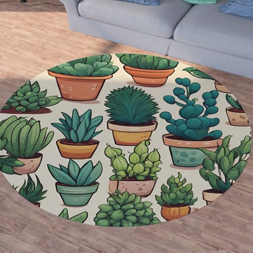 Sshjfeu Topfpflanze Teppich Schlafzimmer, Sukkulenten Cactus Teppich Rund 100cm, Tropische Grünpflanzen Teppiche Waschbar In Waschmaschine, Kurzflor, rutschfest, Runder Teppiche Sshjfeu Topfpflanze Teppich Schlafzimmer, Sukkulenten Cactus Teppich Rund 100cm, Tropische Grünpflanzen Teppiche Waschbar In Waschmaschine, Kurzflor, rutschfest, Runder Teppiche von Sshjfeu