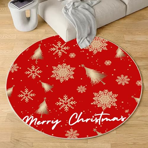 Sshjfeu Weihnachten Kiefer Teppich Rund 200cm, Schneeflocke Winter Teppiche rutschfest Runder Kurzflor Waschbar, Dekorative Rund Teppiche Weich, Runder Teppich for Wohnzimmer Schlafzimmer Sshjfeu Weihnachten Kiefer Teppich Rund 200cm, Schneeflocke Winter Teppiche rutschfest Runder Kurzflor Waschbar, Dekorative Rund Teppiche Weich, Runder Teppich for Wohnzimmer Schlafzimmer von Sshjfeu