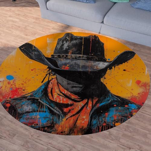 Sshjfeu Western Indische Runder Teppiche, Waschbarer Teppich Rund 80cm, Amerikanische Rural Teppich Klein, Kurzflor, rutschfest, Jahrgang Tintenspritzer Teppiche Schlafzimmer Wohnzimmer, Kinderzimmer Sshjfeu Western Indische Runder Teppiche, Waschbarer Teppich Rund 80cm, Amerikanische Rural Teppich Klein, Kurzflor, rutschfest, Jahrgang Tintenspritzer Teppiche Schlafzimmer Wohnzimmer, Kinderzimmer von Sshjfeu