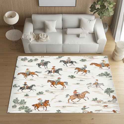 Sshjfeu Wilder Westen Teppich 100x150 cm, Western Cowboy Teppich Waschbar rutschfest Kurzflor, Southwestern Ethno Kinderteppich, Teppiche für Schlafzimmer, Wohnzimmer, Kinderzimmer Sshjfeu Wilder Westen Teppich 100x150 cm, Western Cowboy Teppich Waschbar rutschfest Kurzflor, Southwestern Ethno Kinderteppich, Teppiche für Schlafzimmer, Wohnzimmer, Kinderzimmer von Sshjfeu