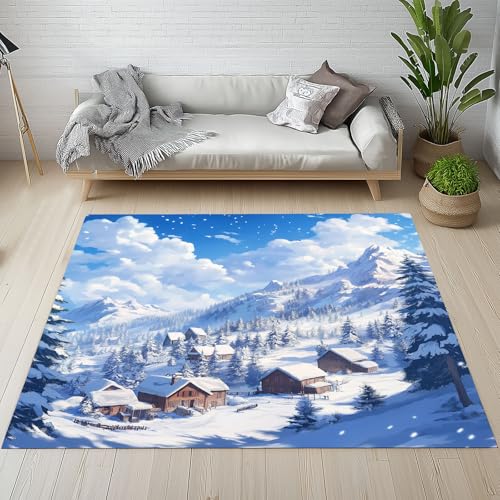 Sshjfeu Winter Schneelandschaft Teppich Antirutsch Waschbar, Natur Landschaft Teppich Wohnzimmer 140 X 200 cm Weich, Rural Hütte Teppiche Kurzflor Schlafzimmer, Kinderzimmer, Esszimmer Sshjfeu Winter Schneelandschaft Teppich Antirutsch Waschbar, Natur Landschaft Teppich Wohnzimmer 140 X 200 cm Weich, Rural Hütte Teppiche Kurzflor Schlafzimmer, Kinderzimmer, Esszimmer von Sshjfeu