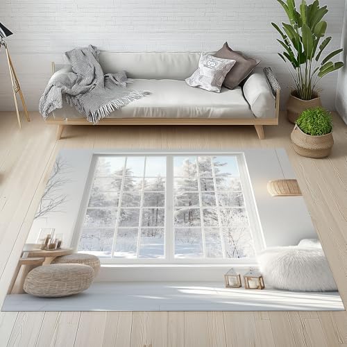 Sshjfeu Winterlandschaft Teppich 100 X 150 cm, Schneelandschaft Teppich Waschbar rutschfest Kurzflor Weich, Kiefer Natur Teppiche für Schlafzimmer, Wohnzimmer, Esszimmer, Kinderzimmer Sshjfeu Winterlandschaft Teppich 100 X 150 cm, Schneelandschaft Teppich Waschbar rutschfest Kurzflor Weich, Kiefer Natur Teppiche für Schlafzimmer, Wohnzimmer, Esszimmer, Kinderzimmer von Sshjfeu