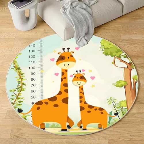 SshjfeuTeppich Karikatur Giraffe Kurzflor, Waschbarer Teppiche, Süße Waldtiere Teppiche Rund 150cm, Cartoon Dschungeltier Teppich Wohnzimmer Weich rutschfest, for Kinderzimmer Schlafzimmer SshjfeuTeppich Karikatur Giraffe Kurzflor, Waschbarer Teppiche, Süße Waldtiere Teppiche Rund 150cm, Cartoon Dschungeltier Teppich Wohnzimmer Weich rutschfest, for Kinderzimmer Schlafzimmer von Sshjfeu