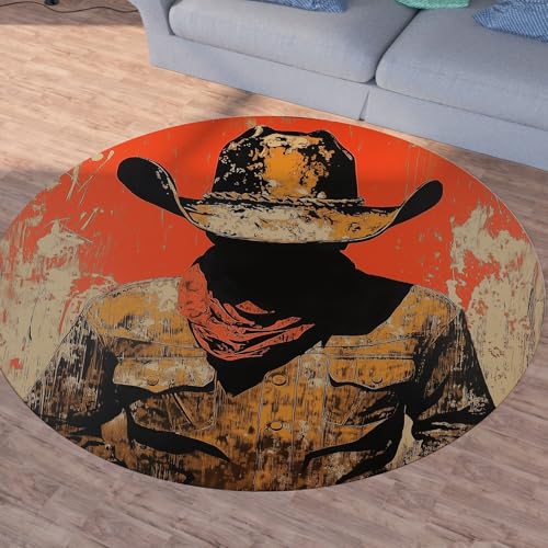SshjfeuTeppich Western Cowboy Kurzflor, Waschbarer Teppiche, Southwestern Ethno Teppiche Rund 150cm, Indische Jahrgang Teppich Wohnzimmer Weich rutschfest, for Kinderzimmer Schlafzimmer SshjfeuTeppich Western Cowboy Kurzflor, Waschbarer Teppiche, Southwestern Ethno Teppiche Rund 150cm, Indische Jahrgang Teppich Wohnzimmer Weich rutschfest, for Kinderzimmer Schlafzimmer von Sshjfeu