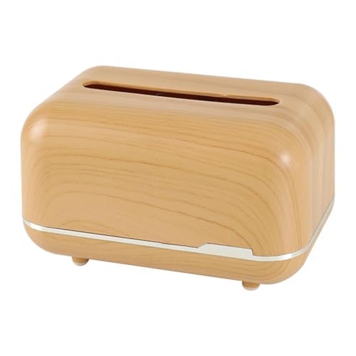 Ssiixx Mid-Century Moderner Taschentuchbox-Halter, federbelastete Holzmaserung, Schreibtisch-Organizer für Wohnzimmer (Beige) von Ssiixx