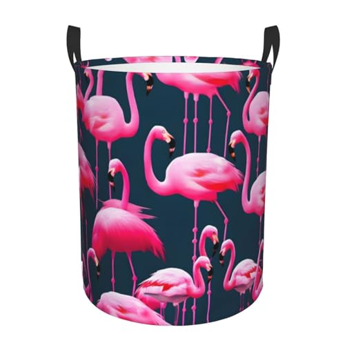 Wäschekorb mit Griff, rund, Flamingos, Pink von Ssimoo