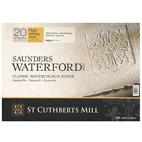 SAUNDERS WATERFORD SERIES St Cuthberts Mill Saunders Waterford Aquarellpapier T46630051011E: 300 g/m², Satiniert, Aquarellblock 41 x 31 cm, rundumgeleimt, 20 Blatt, Extraweiß von SAUNDERS WATER FORD SERIES