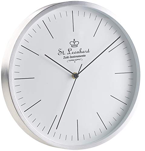 St. Leonhard Küchenuhr Funk lautlos: Moderne Aluminium-Funk-Wanduhr, flüsterleises Sweep-Uhrwerk, Ø 31 cm (Wanduhr Wohnzimmer lautlos, modern, Funkwanduhr) von St. Leonhard