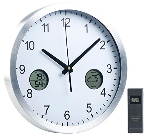 St. Leonhard Funk-Wanduhr mit digitaler Wetterstation und Funk-Außensensor, DCF77 von St. Leonhard