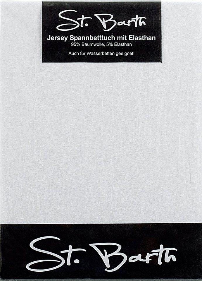 Spannbettlaken St. Barth Jersey Elasthan Spannbetttuch für 90x190 cm bis 100x220, St.Barth, Gummizug: rundum, formstabil von St.Barth