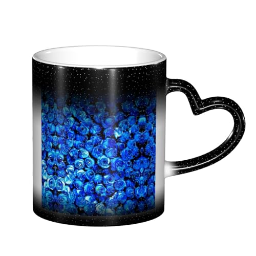 StOlmx Blaue Rose Kaffeetasse Keramik Teetasse Geburtstagsgeschenk Party Büro Farbwechsel Tasse im Himmel 325 ml von StOlmx