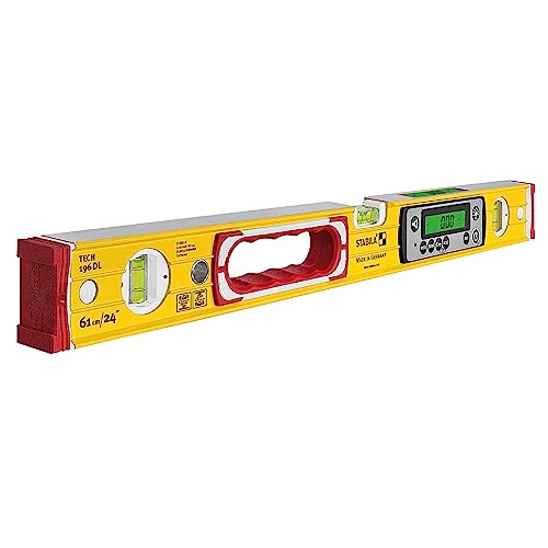 STABILA Digitale Wasserwaage TECH 196 DL, 61 cm, wasser- und staubdicht nach IP 67, 2 Digital-Displays, kalibrationsfrei, Anzeige-Modi: °,%, mm/m, in/ft, Tasche von Stabila