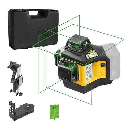 Stabila 12-V-System Kreuzlinienlaser LAX 600 G, selbstnivellierend, 3 x 360° grüne Laserlinien, max. Reichweite: 40 m, Tragekoffer, Universal- und Wandhalterung (ohne Akku und Ladegerät), 19794, Gelb von Stabila