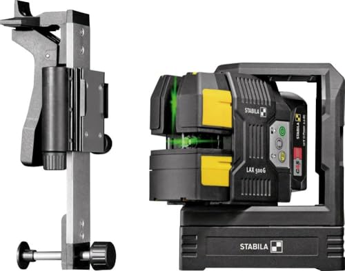 STABILA 12-V-System Kreuzlinienlaser grün LAX 500 G, selbstnivellierend, mit Lotpunkten, max. Reichweite: 40 m, CAS-Akku und CAS-Ladegerät (EU), Laserbasis, Wandhalterung, Zielplatte, Tragekoffer von Stabila