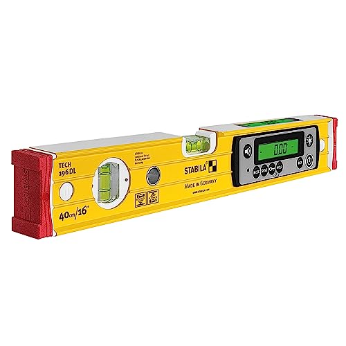 STABILA Elektronik-Wasserwaage TECH 196 DL - digitale Wasserwaage wasser- und staubdicht nach IP 67, 2 Digital-Displays, kalibrationsfrei mit Tasche, 40 cm von Stabila