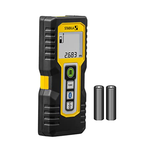 STABILA Laser-Entfernungsmesser LD 250 BT, Bluetooth Smart 4.0, max. Messbereich 50 m, 4 Messfunktionen (u. a. Fläche und Volumen), IP 54, inkl. Batterien (2x AAA) von Stabila