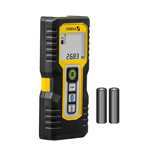 STABILA Laser-Entfernungsmesser LD 250 BT, Bluetooth Smart 4.0, max. Messbereich 50 m, 4 Messfunktionen (u. a. Fläche und Volumen), IP 54, inkl. Batterien (2X AAA) von Stabila
