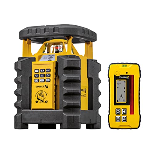 STABILA Rotationslaser LAR 350, 7-teil. Set, selbstnivellierend, manuelle 2-Achsen-Neigung, motorgesteuert, Fernbedienung mit Bewegungssteuerung, wasser- und staubdicht nach IP 65, inkl. Receiver von Stabila