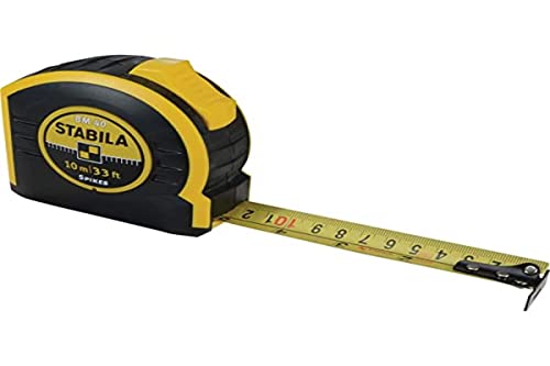 STABILA Taschenbandmaß BM 40, 10 m / 33 ft, mit doppelseitiger Skala und Spikes-Haken von Stabila