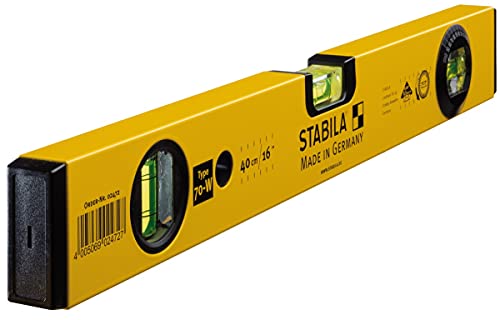 STABILA Wasserwaage Type 70 W, 40 cm, leichtes Alu-Profil, 1 Horizontal-Libelle, 1 Vertikal-Libelle, 1 drehbare Winkel-Libelle, Made in Germany von Stabila