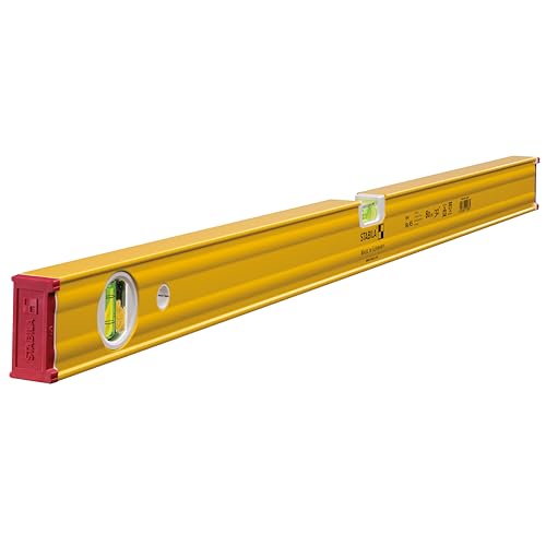 STABILA Wasserwaage Type 80 AS, 80 cm, verstärktes Alu-Profil, 1 Horizontal-Libelle, 1 Vertikal-Libelle, integrierte Rutsch-Stopper, Made in Germany, Gelb von Stabila