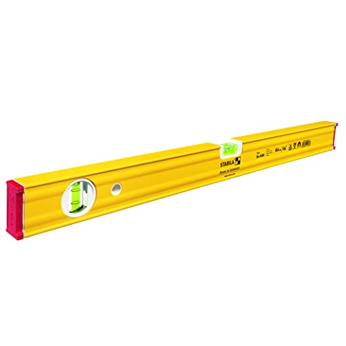 STABILA Magnet-Wasserwaage Type 80 ASM, 60 cm, verstärktes Alu-Profil, extrastarkes Seltenerd-Magnetsystem, 1 Horizontal-Libelle, 1 Vertikal-Libelle, integrierte Rutsch-Stopper, Made in Germany von Stabila
