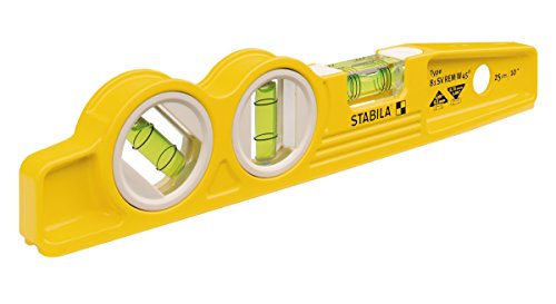 STABILA type 81 SV REM W45 torpedo spirit level, 25 cm, with rare-earth magnet system, 45° angle vial and belt pouch von Stabila