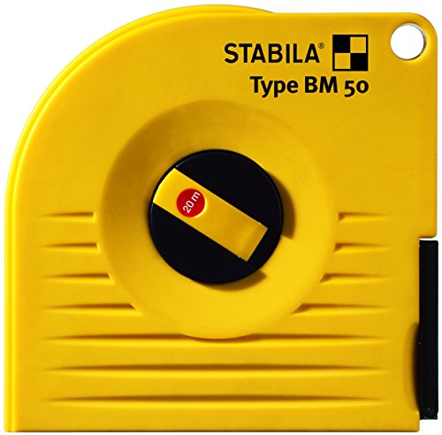 STABILA Bandmaß BM 50 W, 20 m, weißlackiertes Stahl- Messband, mit Universalhaken von Stabila