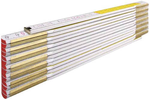 STABILA Zollstock Type 617, 3 m, weiß, weiß/gelbe metrische Schnellablese-Skala, hochwertiger Meterstab aus PEFC-zertifiziertem Holz, umschließende Gelenkplatten von Stabila