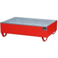 Bauer® Auffangwanne aus Stahl, HxBxT 360 x 800 x 1.200 mm, inkl. Gitterrost, 2x 200 l, feuerrot von Bauer®