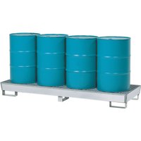 asecos® Auffangwanne aus Stahl, mit Fußkonstruktion, 4x 200 l, HxBxT 250 x 815 x 2.470 mm, verzinkt von asecos®