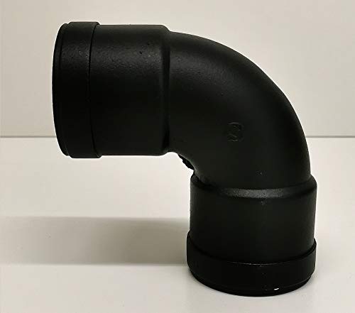 60mm Warmluftleitung für Pelletöfen aus Aluminium (90° F/F, schwarz) von Stabile