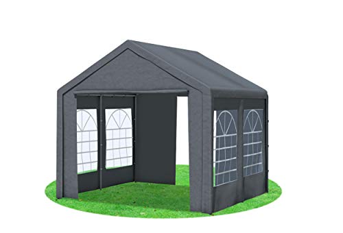 Stabilezelte Partyzelt 3x3 Classic Premium PVC 400 g/m² wasserdicht inkl. Seiten Festzelt Gartenzelt Grau von Stabilezelte