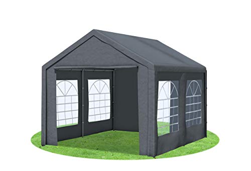 Stabilezelte Partyzelt 3x4 Classic Premium PVC 400 g/m² wasserdicht inkl. Seiten Festzelt Gartenzelt Grau von Stabilezelte
