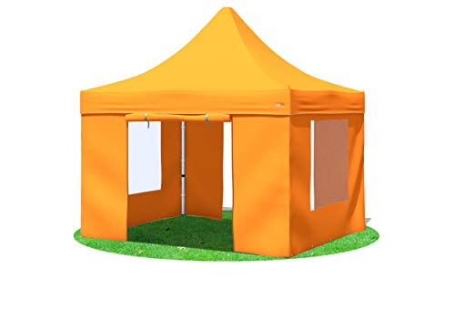 Stabilezelte Faltpavillon 3x3 Meter Premium mit Fensterseiten Orange von Stabilezelte